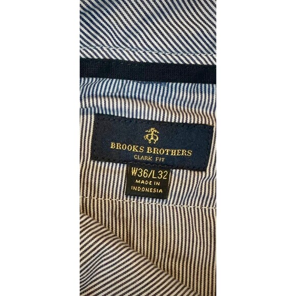 Brooks Brothers Mens Chino Pants Size 36x32 Blue Clark Classic Flat Front Casual - Picture 4 of 9